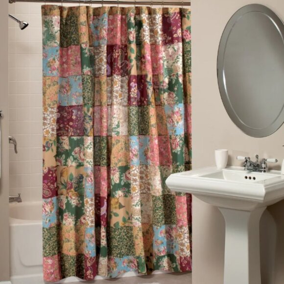 Greenland Home Fashions Antique Chic Authentic Patchwork Cotton Shower Curtain - Picture 1 of 1